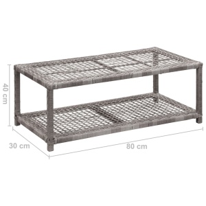 Banchetă pantofar, gri, 80 x 40 x 30 cm, poliratan - Img 5