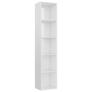 Bibliotecă, alb extralucios, 40 x 30 x 189 cm, PAL - Img 2