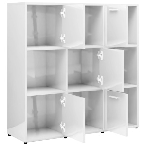Bibliotecă, alb extralucios, 90 x 30 x 90 cm, PAL - Img 8