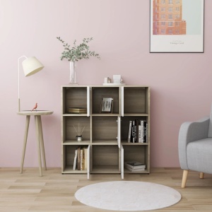 Bibliotecă, alb și stejar Sonoma, 90 x 30 x 90 cm, PAL - Img 3