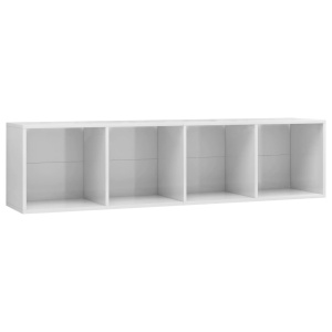 Bibliotecă/Comodă TV, alb extralucios, 143 x 30 x 36 cm - Img 2