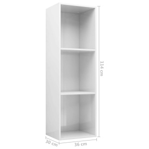 Bibliotecă/Comodă TV, alb lucios, 36 x 30 x 114 cm, PAL - Img 10