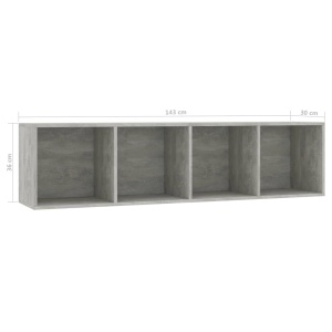 Bibliotecă/Comodă TV, gri beton, 143 x 30 x 36 cm - Img 7