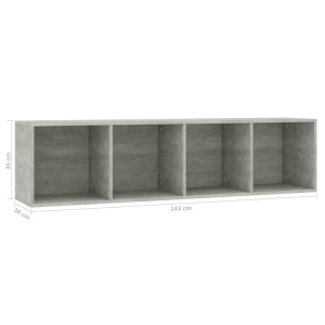 Bibliotecă/Comodă TV, gri beton, 36 x 30 x 143 cm, PAL - Img 11