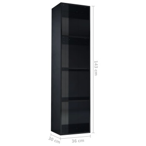 Bibliotecă/Comodă TV, negru lucios, 36 x 30 x 143 cm, PAL - Img 10