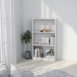 Bibliotecă cu 3 rafturi, alb, 60 x 24 x 108 cm, PAL
