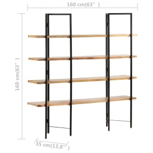 Bibliotecă cu 4 niveluri, 160x35x160 cm, lemn masiv de mango - Img 6
