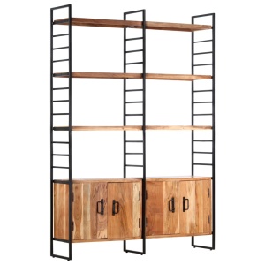 Bibliotecă cu 4 rafturi, 124 x 30 x 180 cm, lemn masiv de acacia - Img 10