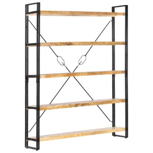 Bibliotecă cu 5 rafturi, 140 x 30 x 180 cm, lemn masiv de mango - Img 9