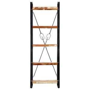 Bibliotecă cu 5 rafturi, 60 x 30 x 180 cm, lemn masiv reciclat - Img 2