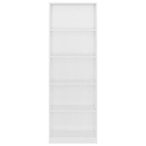 Bibliotecă cu 5 rafturi, alb extralucios, 60 x 24 x 175 cm, PAL - Img 4