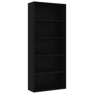 Bibliotecă cu 5 rafturi, negru, 80 x 30 x 189 cm, PAL - Img 2