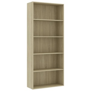 Bibliotecă cu 5 rafturi, stejar Sonoma, 80 x 30 x 189 cm, PAL - Img 2