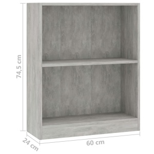 Bibliotecă, gri beton, 60 x 24 x 74,5 cm, PAL - Img 5