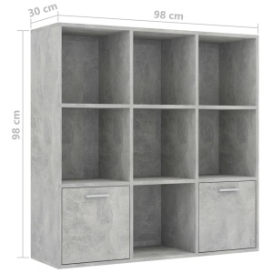 Bibliotecă, gri beton, 98 x 30 x 98 cm, PAL - Img 9