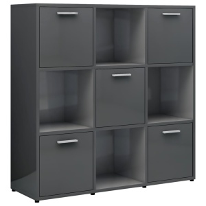 Bibliotecă, gri extralucios, 90 x 30 x 90 cm, PAL - Img 2
