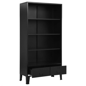 Bibliotecă, negru, 90 x 40 x 180 cm, oțel, industrial - Img 3