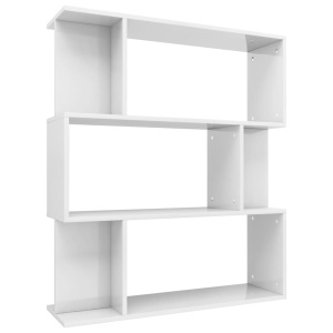 Bibliotecă/Separator cameră, alb lucios, 80x24x96 cm, PAL - Img 2