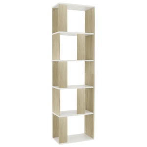 Bibliotecă/Separator cameră alb&stejar Sonoma 45x24x159cm PAL - Img 2