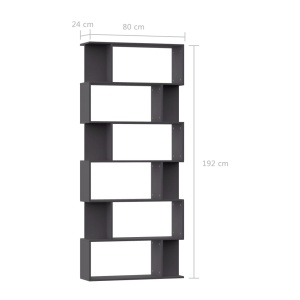 Bibliotecă/Separator cameră, gri, 80 x 24 x 192 cm, PAL - Img 6