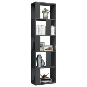 Bibliotecă/Separator cameră, gri extralucios, 45x24x159 cm, PAL - Img 3