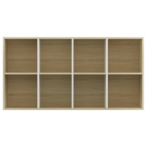 Bibliotecă/Servantă, alb și stejar sonoma, 66x30x130 cm, PAL - Img 12
