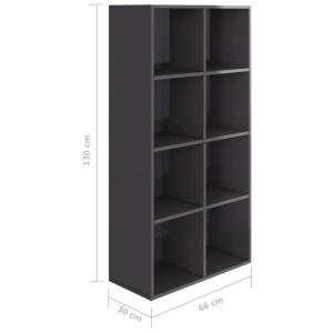 Bibliotecă/Servantă, gri lucios, 66 x 30 x 130 cm, PAL - Img 10