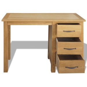 Birou cu 3 sertare, 106 x 40 x 75 cm, lemn masiv de stejar - Img 3