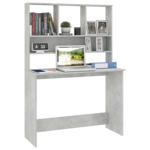 Birou cu rafturi, gri beton, 110x45x157 cm, PAL - Img 3