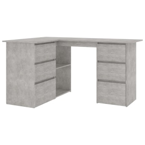 Birou de colț, gri beton, 145 x 100 x 76 cm, PAL - Img 2