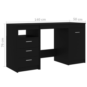 Birou, negru, 140 x 50 x 76 cm, PAL - Img 9