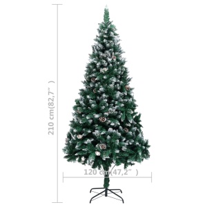 Brad de Crăciun artificial cu conuri brad și zăpadă albă 210 cm - Img 5