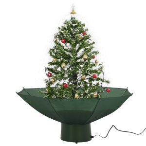 Brad de Crăciun cu ninsoare și bază umbrelă, verde, 75 cm - Img 5