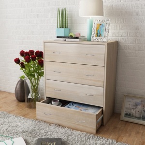 Bufet cu 4 sertare, 60 x 30,5 x 71 cm, culoare stejar