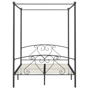 Cadru de pat cu baldachin, gri, 140 x 200 cm, metal - Img 3