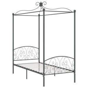 Cadru de pat cu baldachin, gri, 90 x 200 cm, metal - Img 2