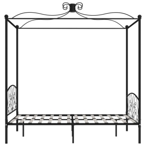 Cadru de pat cu baldachin, negru, 120 x 200 cm, metal - Img 4