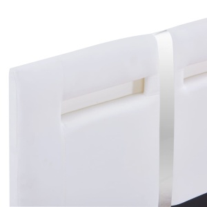 Cadru de pat cu LED, alb, 90 x 200 cm, piele artificială - Img 5