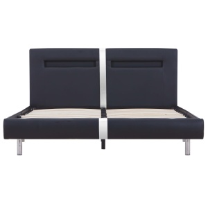 Cadru de pat cu LED, negru, 140 x 200 cm, piele artificială - Img 4