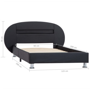 Cadru de pat cu LED, negru, 90 x 200 cm, piele ecologică - Img 9