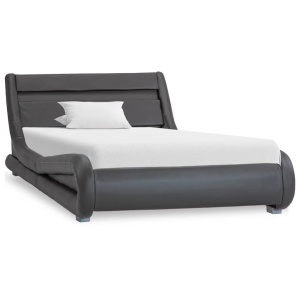 Cadru de pat cu LED-uri, gri, 100 x 200 cm, piele ecologică - Img 2