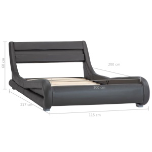 Cadru de pat cu LED-uri, gri, 100 x 200 cm, piele ecologică - Img 7
