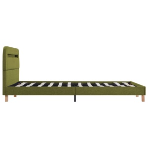 Cadru de pat cu LED-uri, verde, 140 x 200 cm, material textil - Img 8
