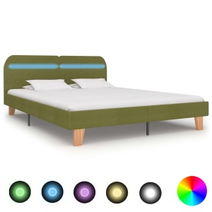 Cadru de pat cu LED-uri, verde, 180 x 200 cm, material textil