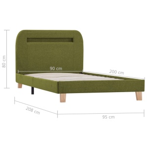 Cadru de pat cu LED-uri, verde, 90 x 200 cm, material textil - Img 6