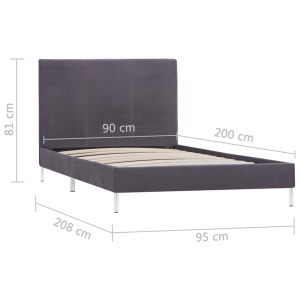 Cadru de pat, gri, 90 x 200 cm, material textil - Img 5