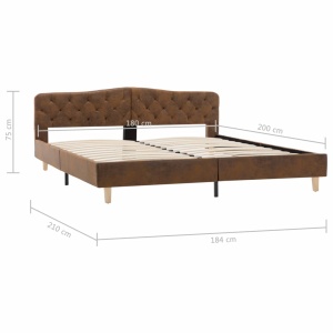 Cadru de pat, maro, 180 x 200 cm, piele intoarsă ecologică - Img 7