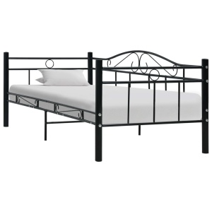 Cadru pat de zi, negru, 90 x 200 cm, metal