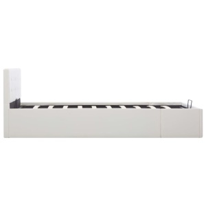 Cadru pat hidraulic cu ladă, alb, 120 x 200 cm, piele ecologică - Img 8