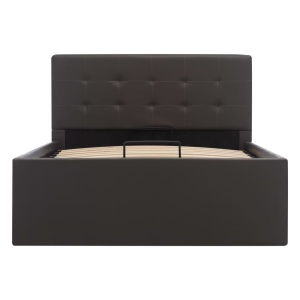 Cadru pat hidraulic cu ladă gri 90x200 cm, piele ecologică - Img 4
